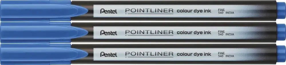 3x Cienkopis Pentel Pointliner Colour, błękitny