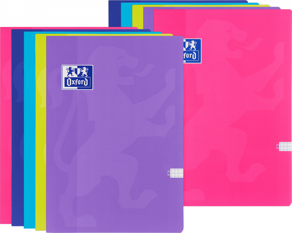 10x Zeszyt w kratkę Oxford Touch, A4, miękka oprawa, 60 kartek, mix kolorów