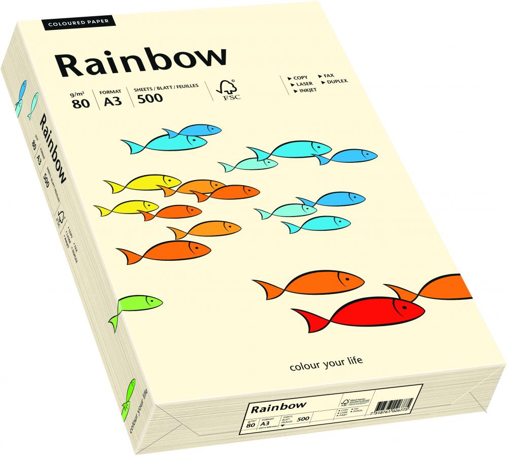Papier kolorowy Rainbow, A3, 80g/m2, 500 arkuszy, kremowy (R03)
