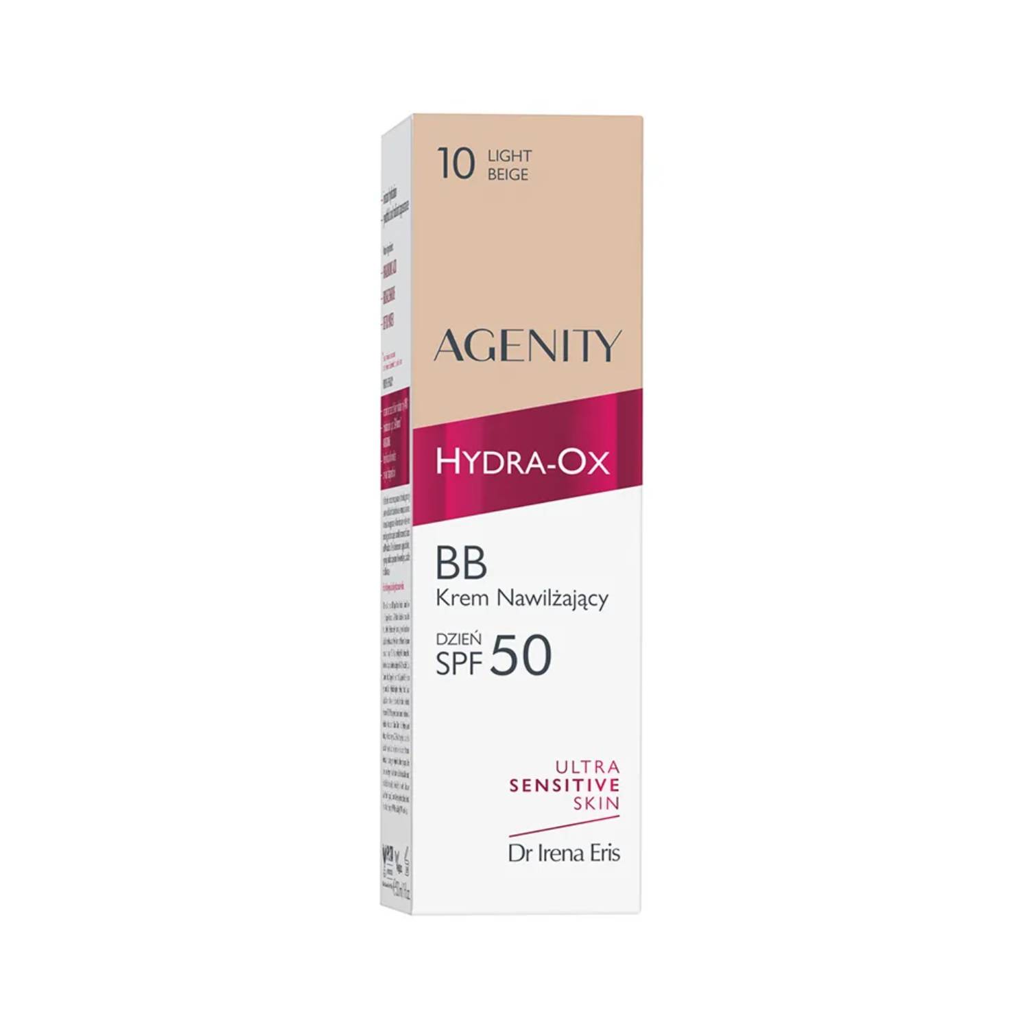 Agenity hydra-ox - krem bb nawilżający, spf 50, 10 light beige, 30 ml