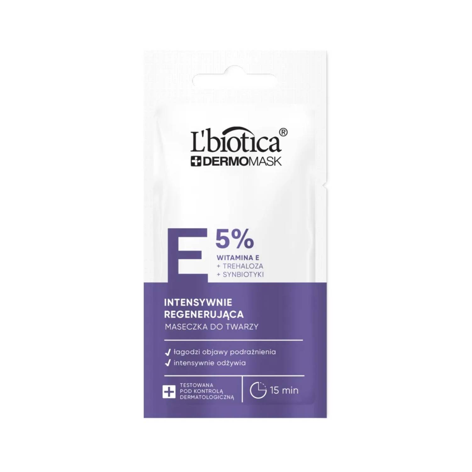 L'biotica dermomask - intensywnie regenerująca maseczka do twarzy z witaminą e, 8 ml