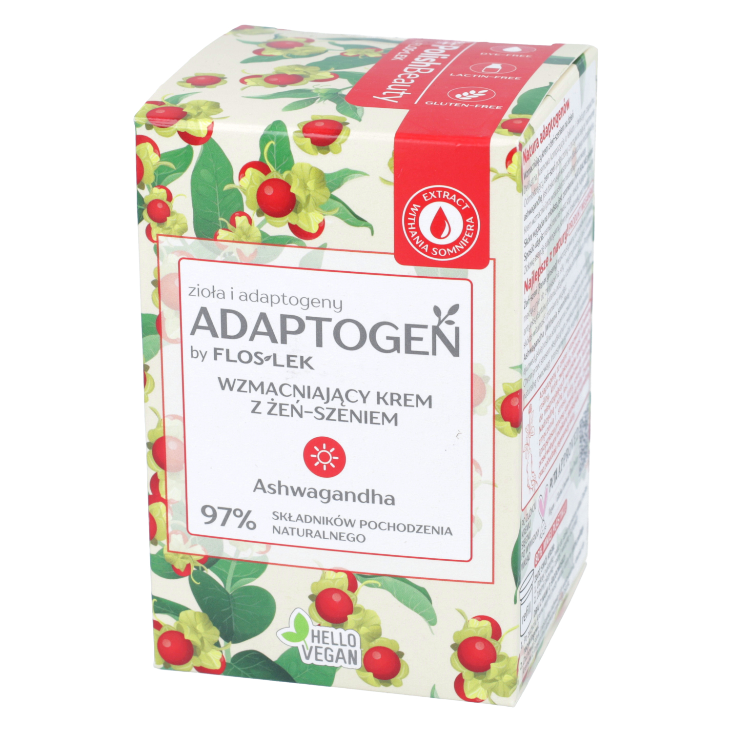 Floslek adaptogen - wzmacniający krem do twarzy na dzień z żeń-szeniem, 50 ml