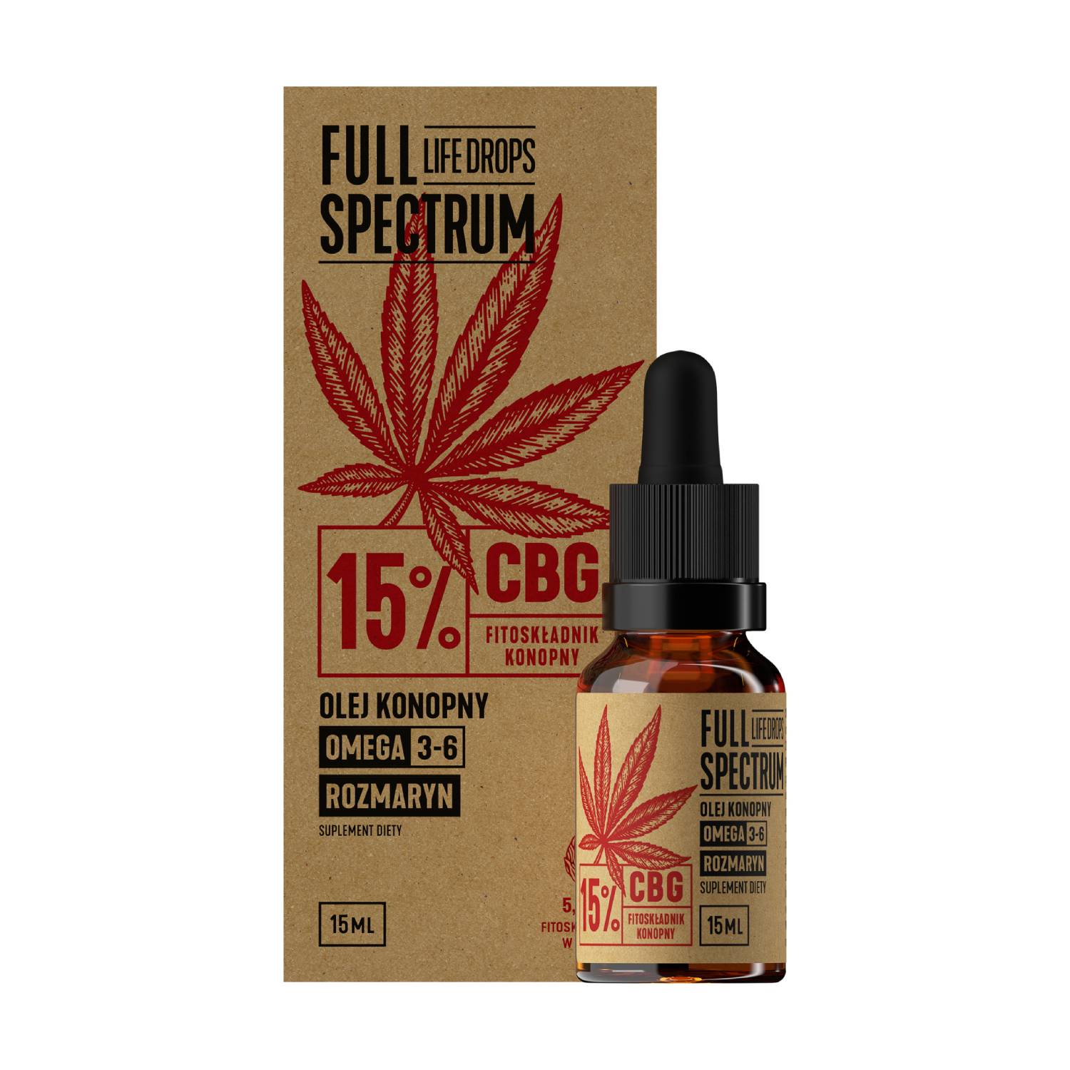 Cosma full spectrum life drops, olej konopny cbg 15%, 15 ml