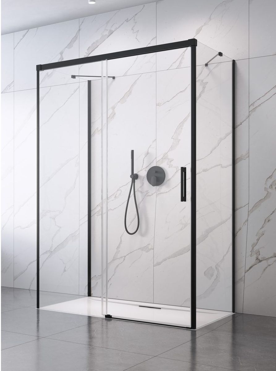 Radaway Idea Black KDJ+S drzwi prysznicowe 100 cm lewe czarny mat/szkło przezroczyste 10116100-54-01L