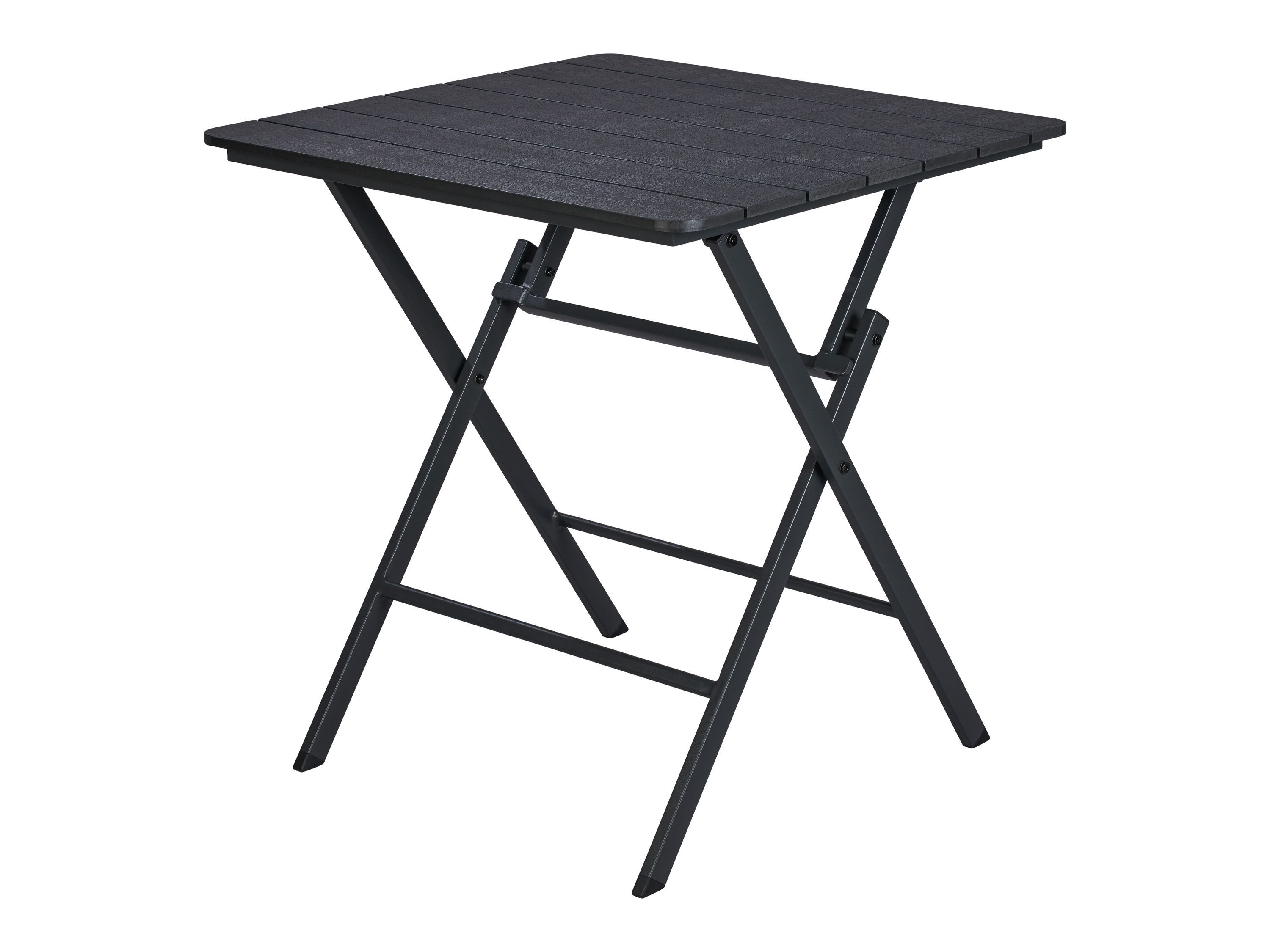 LIVARNO home Aluminiowy stół składany Miami, antracytowy, odporny na warunki atmosferyczne, z dekoracyjną strukturą drewna, 69,5 x 69,5 x 74 cm