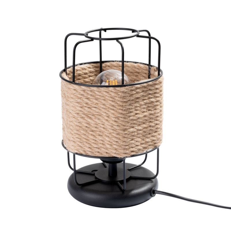 Lampa stołowa Sollux Lighting Gizur czarna-sznur 1 x E27 x 15W IP20 wym: 25 x 15 x 15 cm metal - 1 szt.