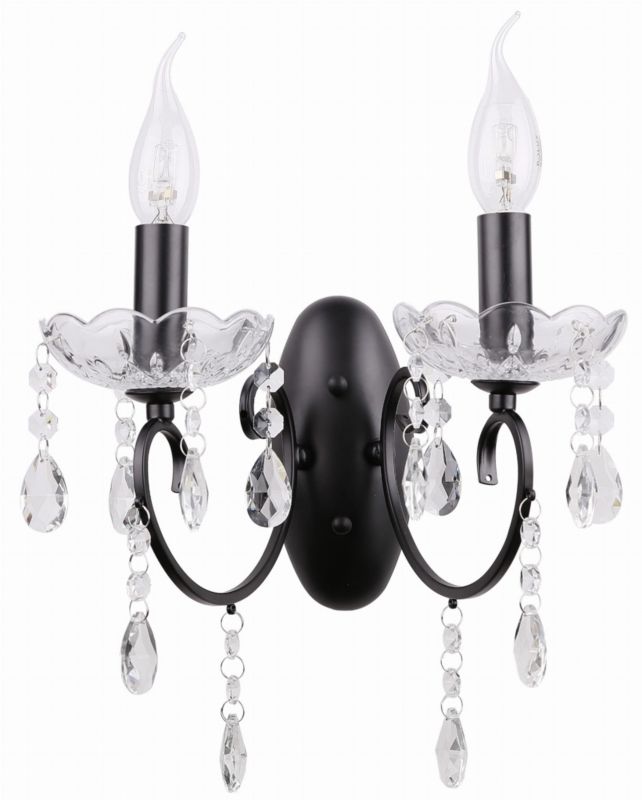 Kinkiet ścienny Candellux Aurora czarno-przezroczysty 2 x E14 x 40W IP20 wym: 25 x 27 x 20 cm - 1 szt.