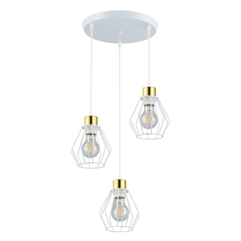Lampa wisząca MasterLED Otto 3x LED E27 żyrandol oprawa loft 115cm IP20 biała + złoto 1 szt.