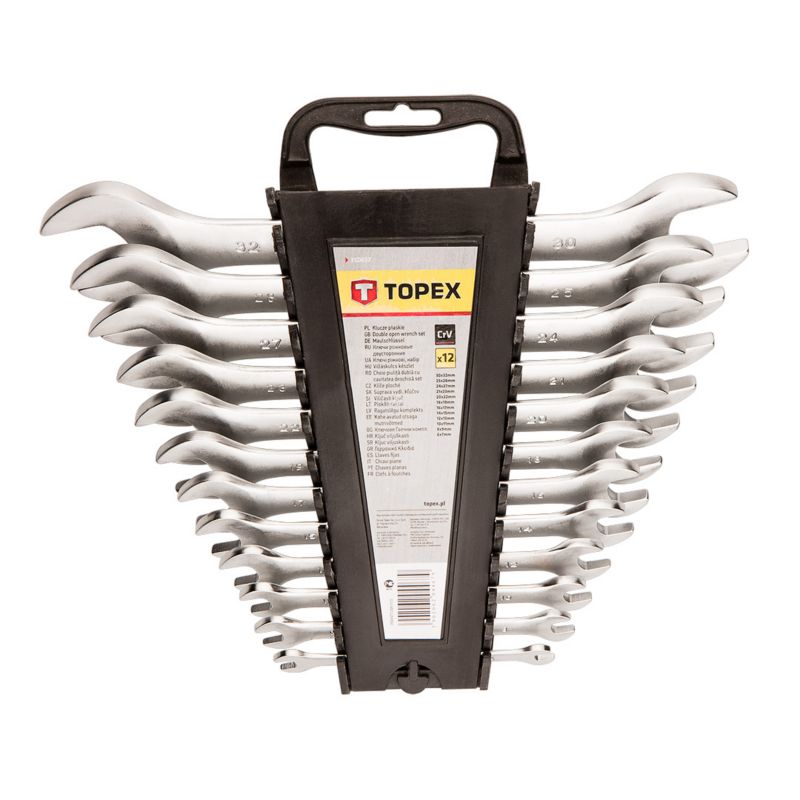 Klucze płaskie TOPEX dwustronne 6-32 mm, zestaw 12 szt. 1 kpl