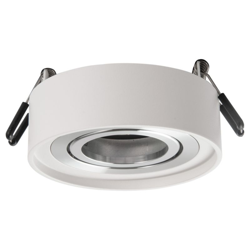 Oprawa sufitowa wpuszczana Polux Gaja biało-srebrna ruchoma 1 x MR16 x 8W IP20 wym: 4,5 x 9,5 x 9,5 cm okrągła - 1 szt.