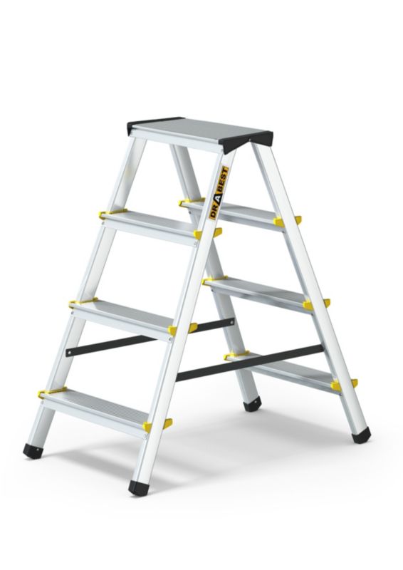 Drabina aluminiowa dwustronna profesjonalna, DRABEST, 4 stopnie, 2x4, udźwig 150 kg, 1 szt.