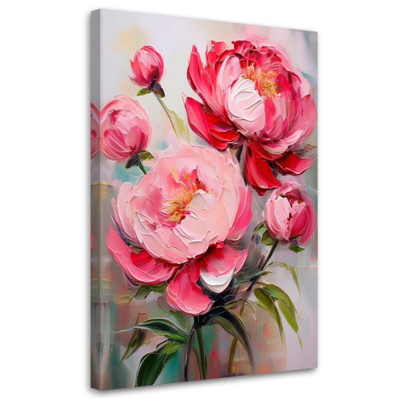 Obraz na płótnie Feeby Piwonie Różowe Kwiaty Rośliny 60x90cm 1szt