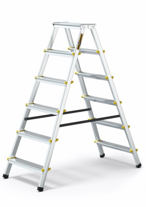 Drabina aluminiowa dwustronna profesjonalna, DRABEST, 6 stopni, 2x6, udźwig 150 kg, 1 szt.