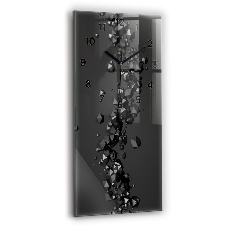 Zegar z czarnymi wskazówkami Wallfluent 30x60 cm Czarna abstrakcja 1 szt.