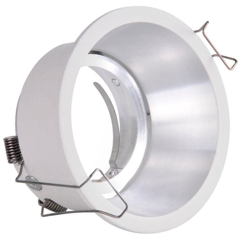 Oprawa sufitowa wpuszczana Polux Kolding biało-srebrna ruchoma 1 x MR16 x 10W IP20 wym: 4,5 x 8,5 x 8,5 cm okrągła - 1 szt.