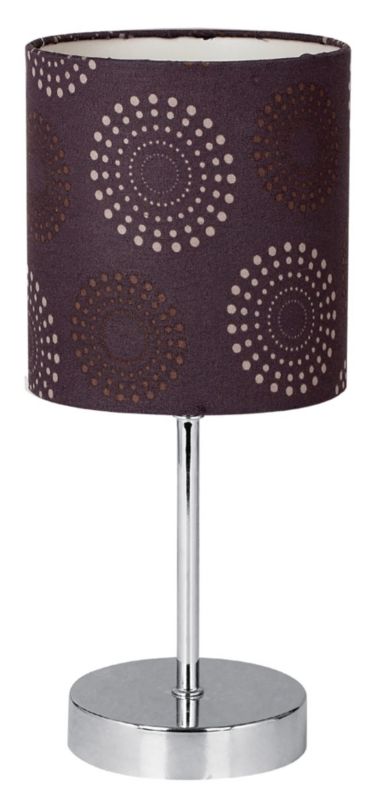 Lampa stołowa Candellux Emily chromowana fioletowa 1 x E14 x 40W IP20 wym: 29 x 13 x 13 cm tkanina - 1 szt.