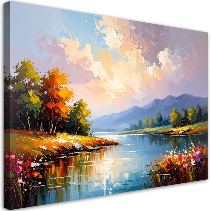 Obraz na płótnie do salonu sypialni Feeby Rzeka Drzewa Krajobraz 60x40cm 1szt