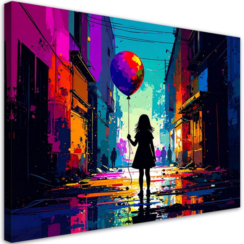 Obraz do pokoju dziecka Feeby Dziewczynka z balonikiem Street art 100x70cm 1szt