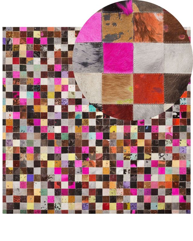 Dywan patchwork skórzany 200 x 200 cm wielokolorowy Enne 1 szt.
