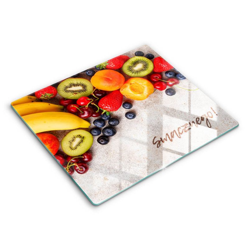 Szklana deska do krojenia Wallfluent 60x52 cm Owoce, Napis: Smacznego 1 szt.