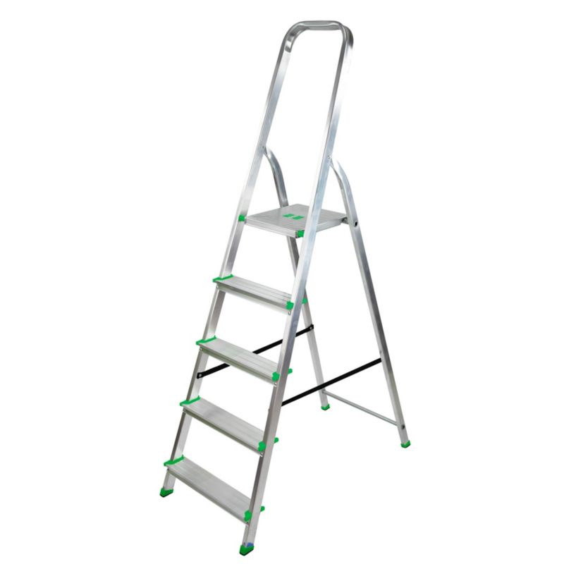 Drabina aluminiowa Bayersystem 5-stopniowa BS-DA5 150kg zielone elementy plastikowe 1 szt.