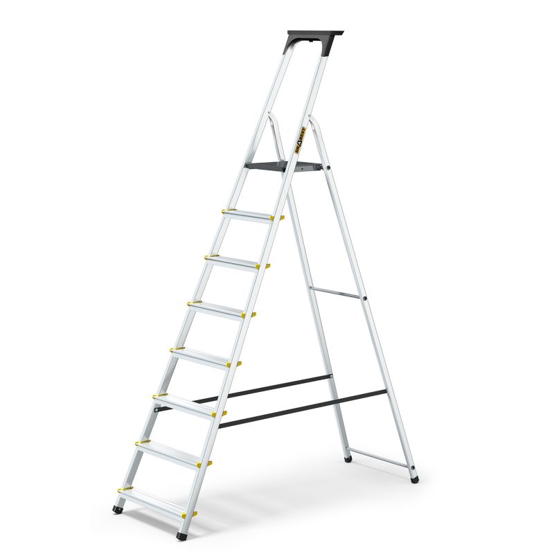 Drabina aluminiowa 8 stopni PRO DRABEST z półką, udźwig 150 kg, 1 szt.