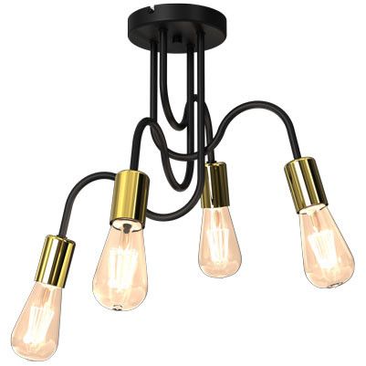 Lampa sufitowa wisząca Luminex Dow 9947 czarny mat-złoty połysk industrialna 4xE27 x 15W 1 szt.