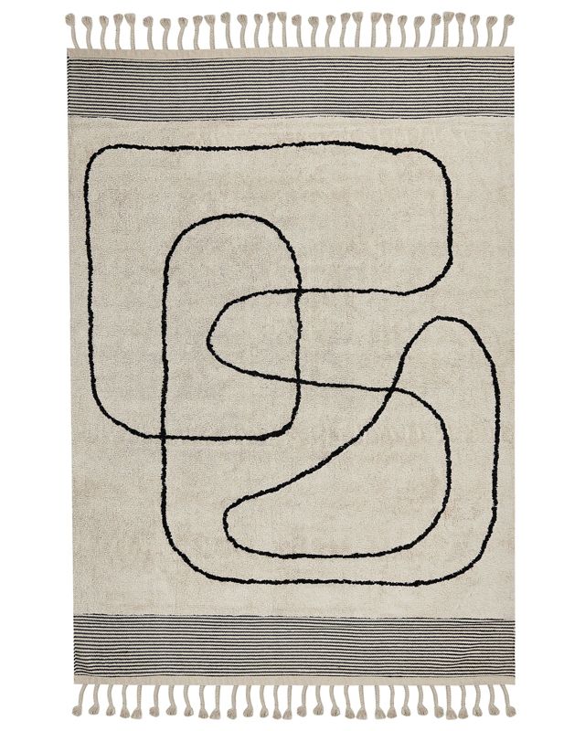 Dywan bawełniany 160 x 230 cm beżowo-czarny Dokuz 1 szt.