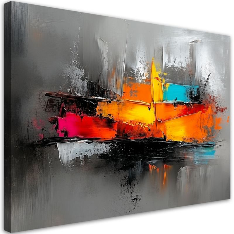 Obraz na płótnie Feeby Abstrakcja Kolorowa na szarym tle 100x70cm 1szt