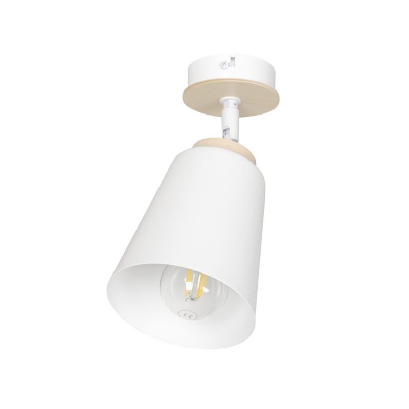 Spot Emibig Atlas biały jasne drewno 1 x E27 x 15W IP20 wym: 30 x 15 x 15 cm - 1 szt.