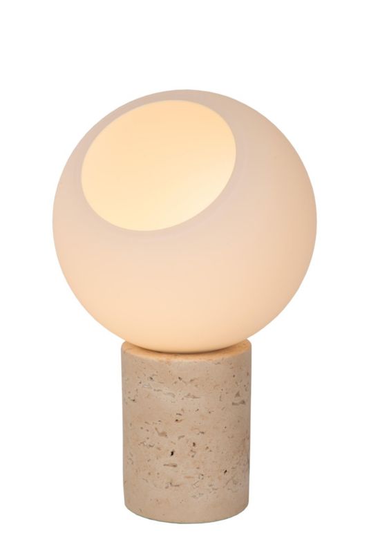 Lampka stołowa Lucide Davin biało-beżowa-szara 1 x E27 x 40W IP20 wym: 24.5 x 15 x 15 cm szkło - 1 szt.