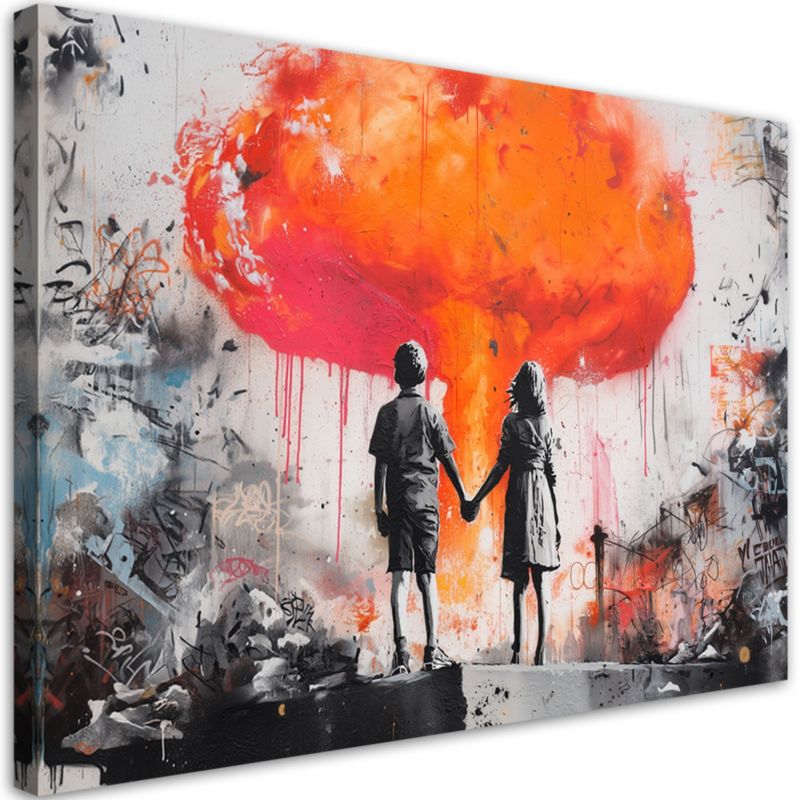 Obraz na płótnie Feeby Zakochana para Street Art 90x60cm 1szt