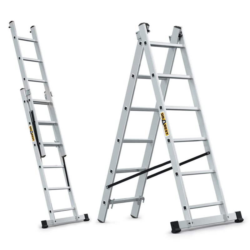 Drabina aluminiowa wielofunkcyjna DRABEST 2x6 stopni nośność 150kg 1 szt.