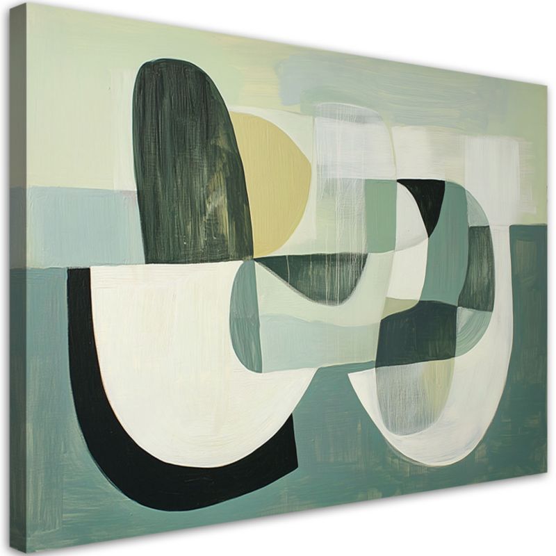 Obraz na płótnie Feeby Zielone Abstrakcyjne Kształty Geometryczne 100x70cm 1szt