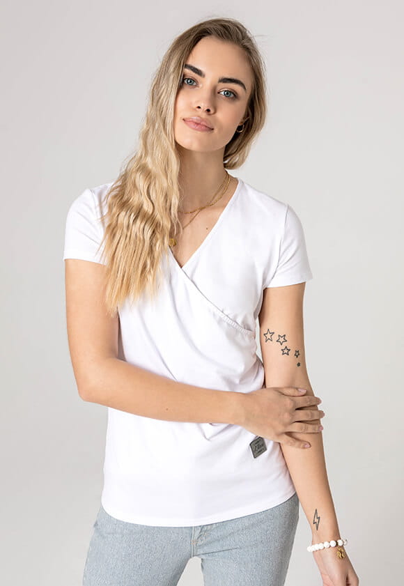 Lillow - BLUZKA KOPERTOWA SPRING z bawełny organicznej - biała - Materiał bawełna - Uszyto w Polsce