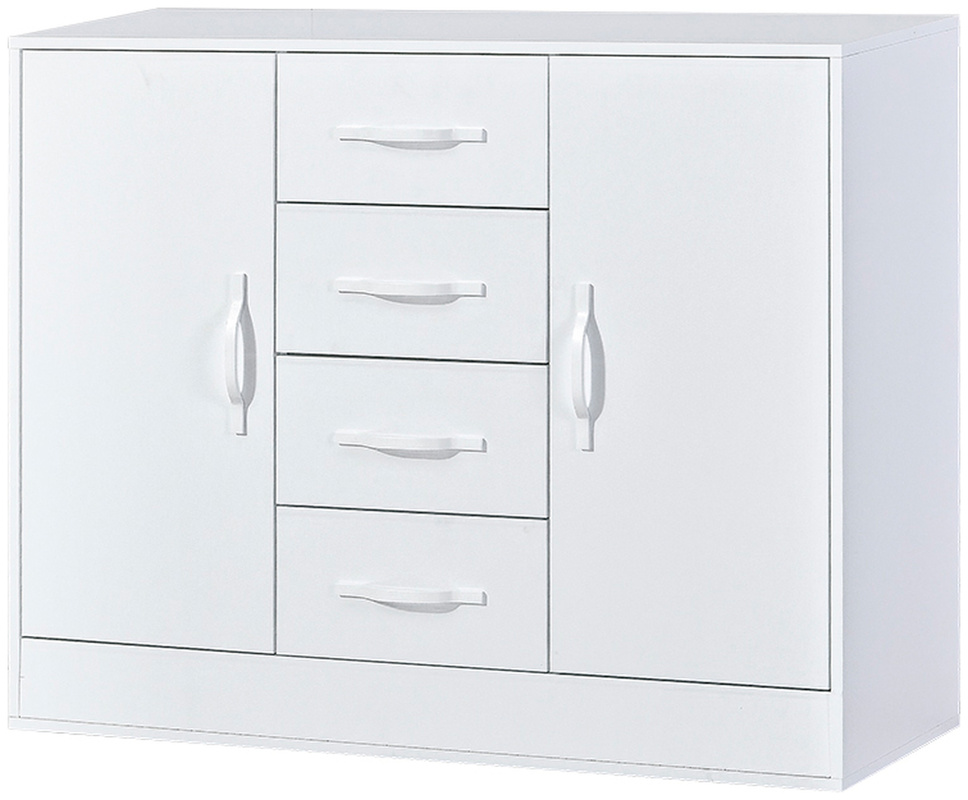 Biała komoda 120 cm do salonu z szufladami dwudrzwiowa PERFECT