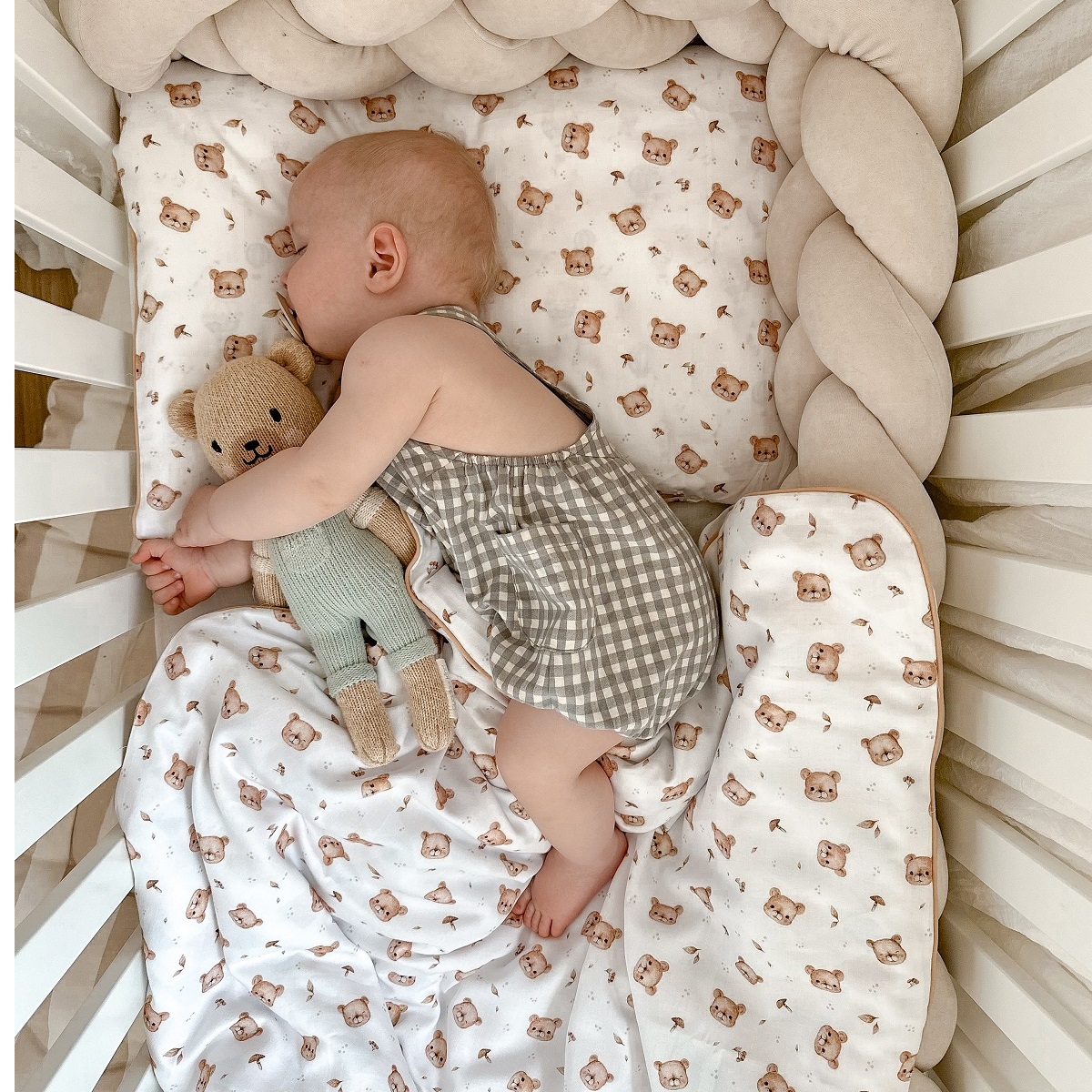 Komplet pościeli Teddy Bear z lamówką IF - 120x90 + poduszka 40x60 - Tak