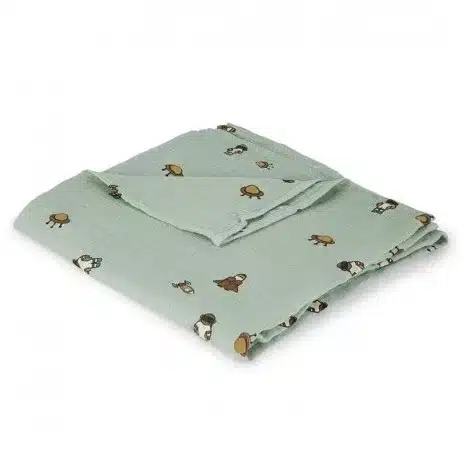 otulacz z organicznego muślinu Space Light Green 120 x 120 cm