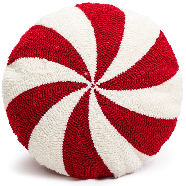 Okrągła poduszka świąteczna biało-czerwona boucle 33cm ns