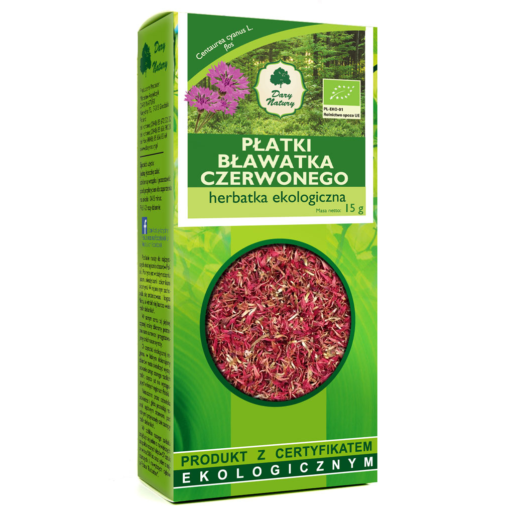 Dary natury - herbatka ekologiczna, płatki bławatka czerwonego, 15 g
