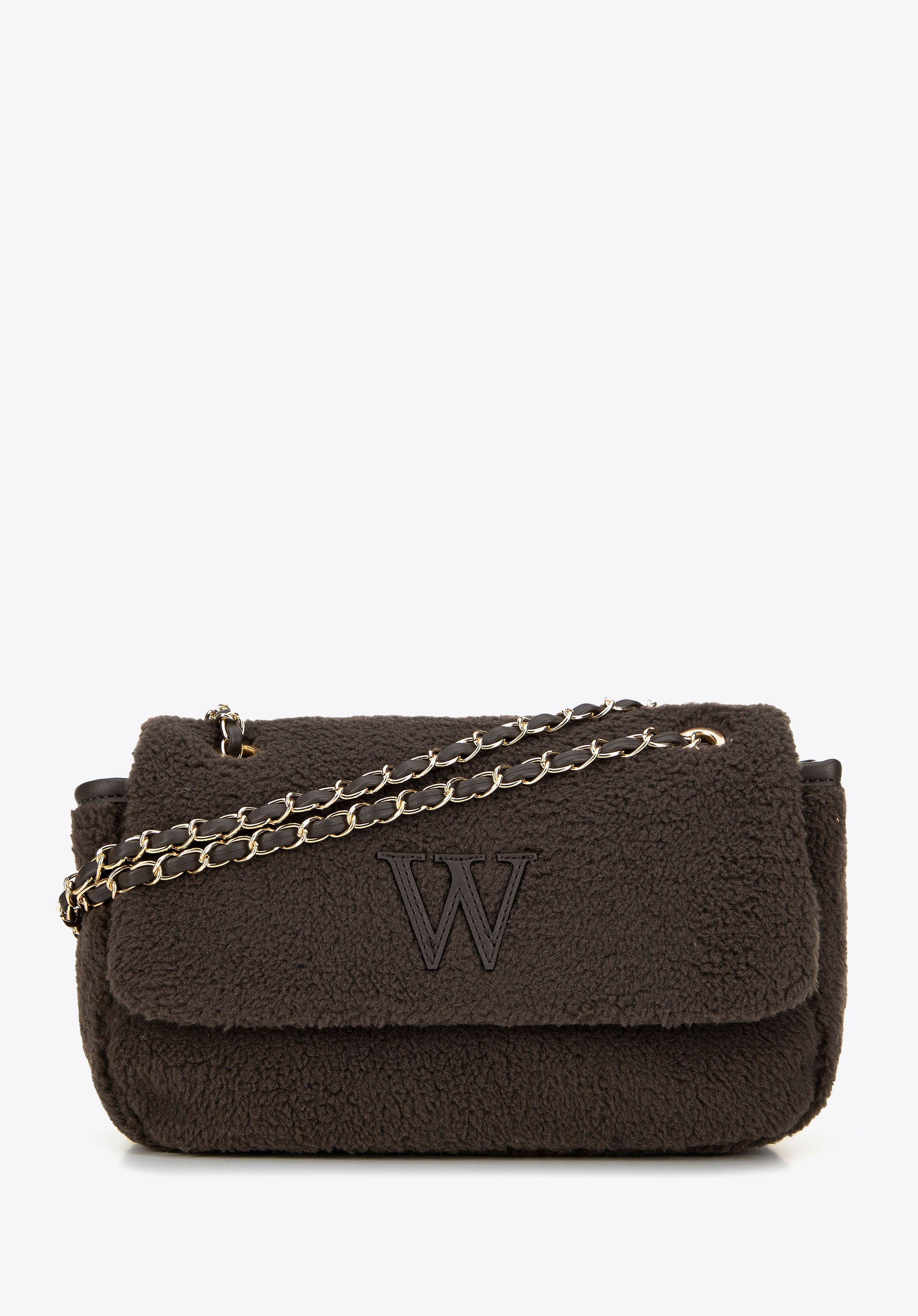 Damska torebka crossbody z futerkiem ciemny brązowy