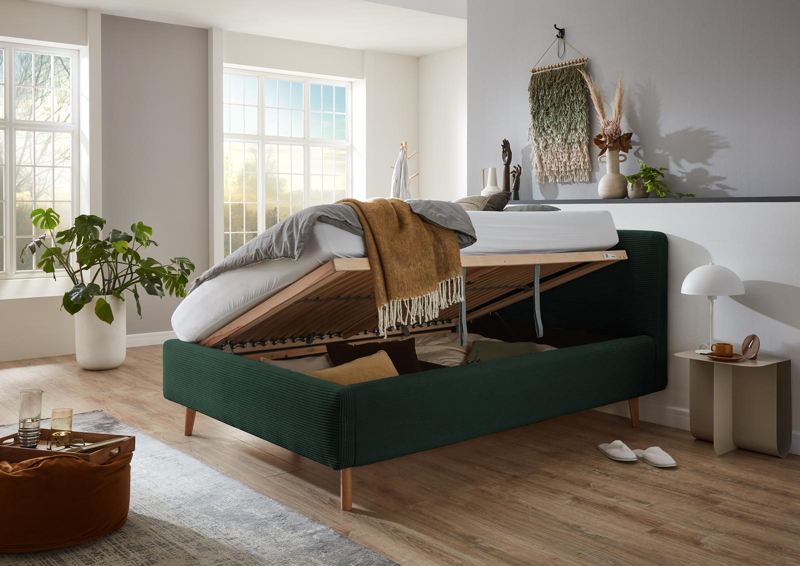 Łóżko tapicerowane z miejscem 140 Mathew cord green