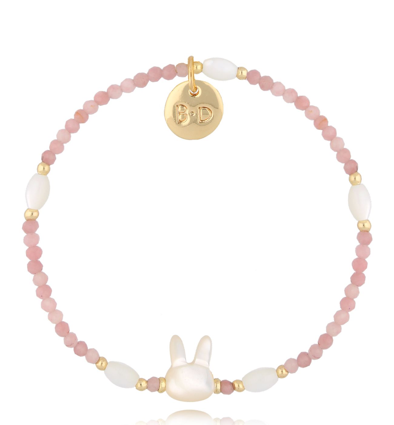 Bransoletka z opalami i króliczkiem dla córki Pink Bunny - By Dziubeka