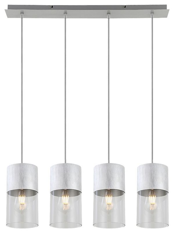 Lampa wisząca Rabalux Zelkova szczotkowane aluminiowo-przezroczysty wym: 120 x 67 x 12 cm 4xE27 x 1 szt.
