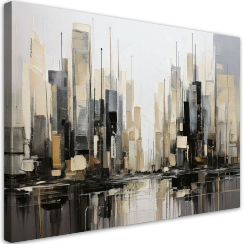 Obraz nowoczesny Feeby Abstrakcyjne miasto architektura w beżu 100x70cm 1szt