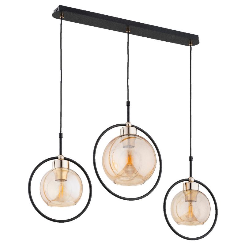 Lampa wisząca Alfa Delsi 4757 czarno-bursztynowy-złota nad stół 3xE27 x 15W 1 szt.
