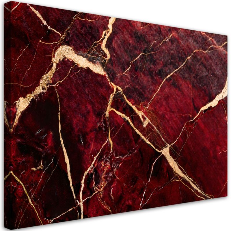 Obraz na płótnie Feeby Czerwony Marmur ze Złotem Styl Loftowy 100x70cm 1szt