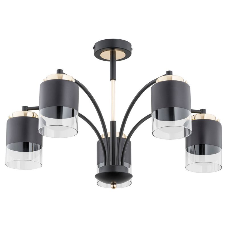 Lampa wisząca Alfa Viola 5357 czarno-złota-przezroczysty dekoracyjna 5xE27 x 15W 1 szt.