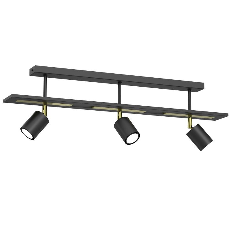 Lampa sufitowa Luminex Ordea czarny mat-złoty połysk Listwa z lampami 3 x GU10 x 8W wym: 24 x 76 x 9 cm - 1 szt.