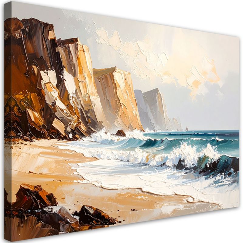 Obraz na płótnie do salonu Feeby Skały Plaża Morze jak malowany 90x60cm 1szt